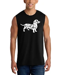 La Pop Art Men's Dachshund Word Graphic Tank Top