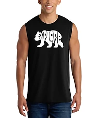 La Pop Art Men's Explore Bear Graphic Silhouette Tank Top