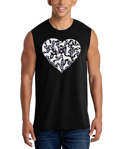 La Pop Art Men's Heart Puzzle Typography Graphic Tank Top