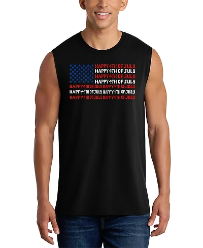 La Pop Art Men's American Flag Word Tank Top
