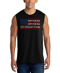 La Pop Art Men's American Flag Word Tank Top