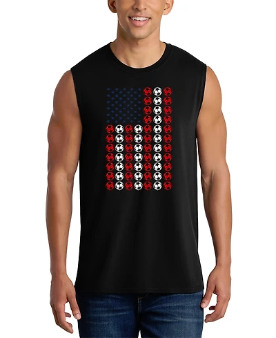 La Pop Art Men's Soccer Ball American Flag Typography Graphic Tank Top