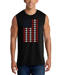 La Pop Art Men's Soccer Ball American Flag Typography Graphic Tank Top