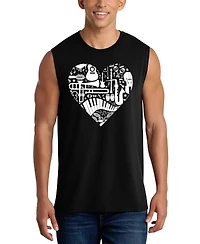 La Pop Art Men's City Skyline Heart Typography Design Tank Top