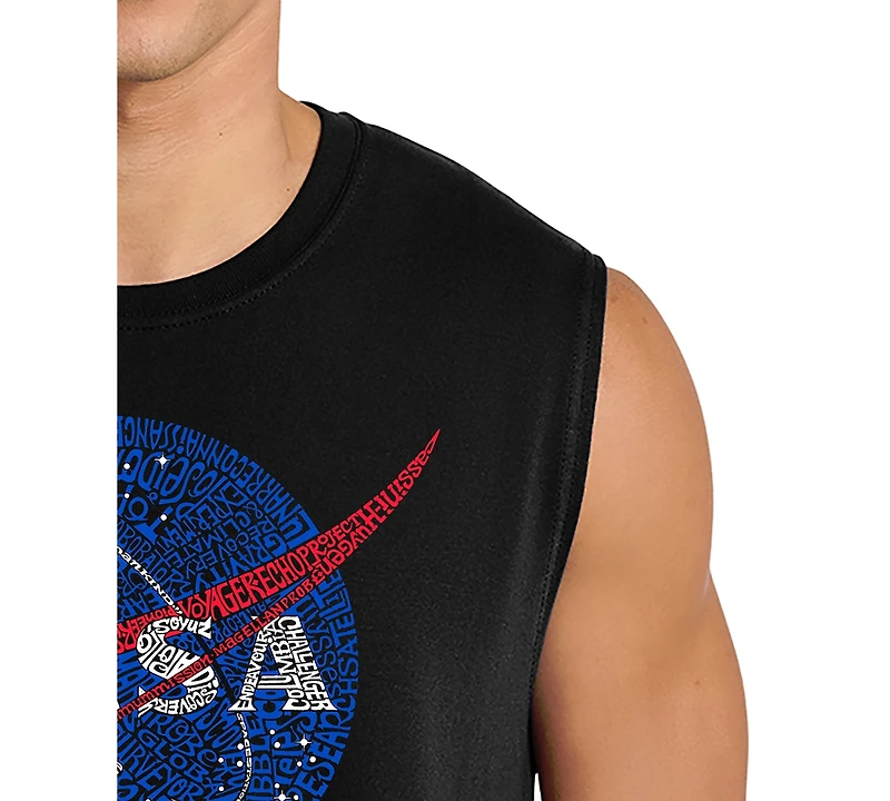 La Pop Art Men's Nasa Insignia Typography Graphic Tank Top