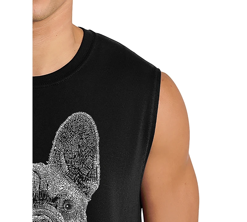 La Pop Art Men's French Bulldog Face Word Graphic Tank Top