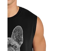 La Pop Art Men's French Bulldog Face Word Graphic Tank Top