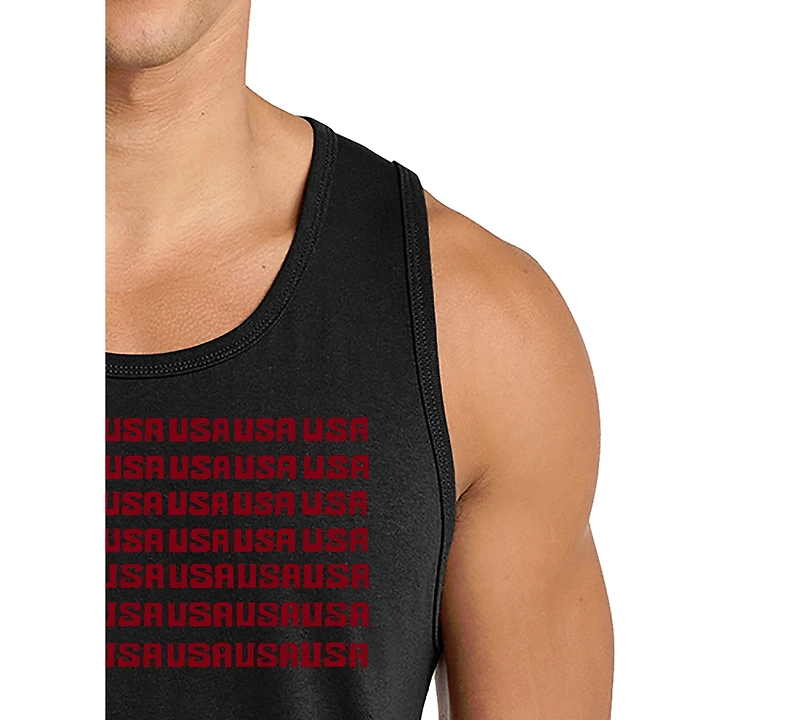 La Pop Art Men's American Flag Word Graphic Tank Top