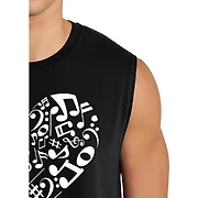 La Pop Art Men's Musical Notes Heart Graphic Tank Top