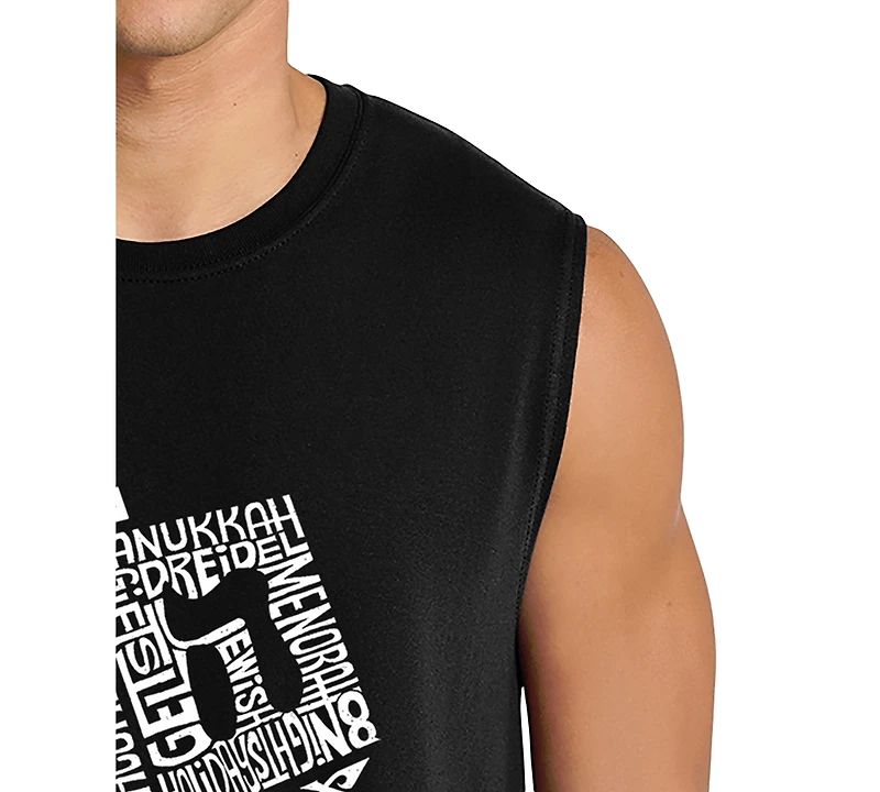 La Pop Art Men's Dreidel Hanukkah Typography Graphic Tank Top