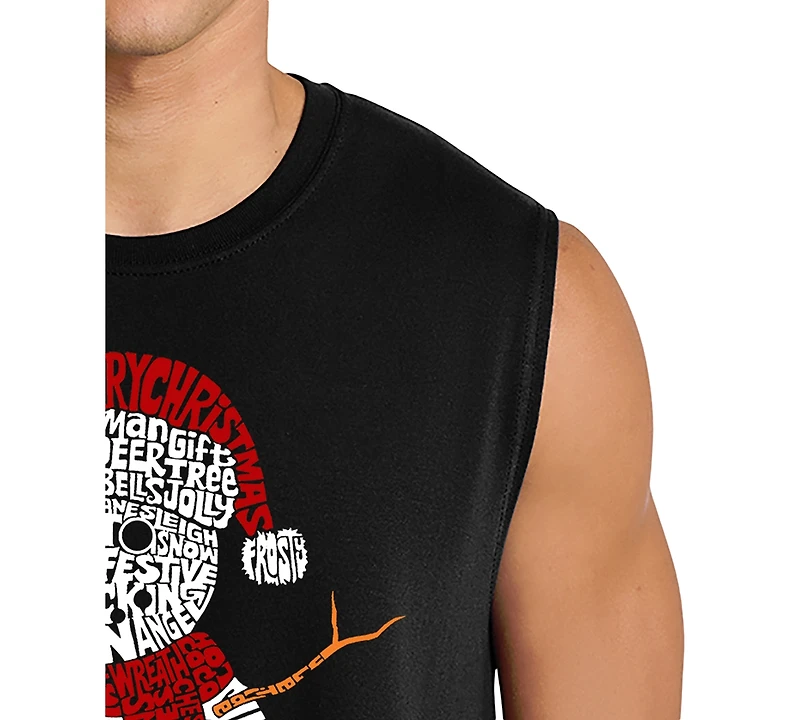 La Pop Art Men's Snowman Christmas Word Graphic Tank Top