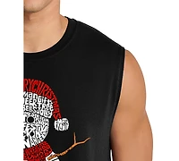 La Pop Art Men's Snowman Christmas Word Graphic Tank Top