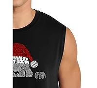 La Pop Art Men's Peeking Dog With A Santa Hat Graphic Tank Top