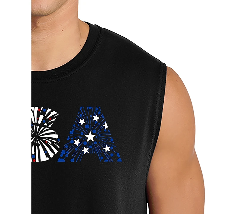 La Pop Art Men's Usa Fireworks Flag Tank Top