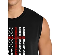 La Pop Art Men's Vertical American Flag Typography Graphic Tank Top