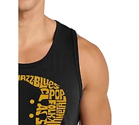 La Pop Art Men's Electric Guitar Neck Circular Word Graphic Tank Top