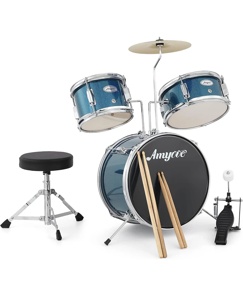 gaomon 3-Piece Kids Acoustic Drum Set - Wood Metal for Starter Drummers Music Learning