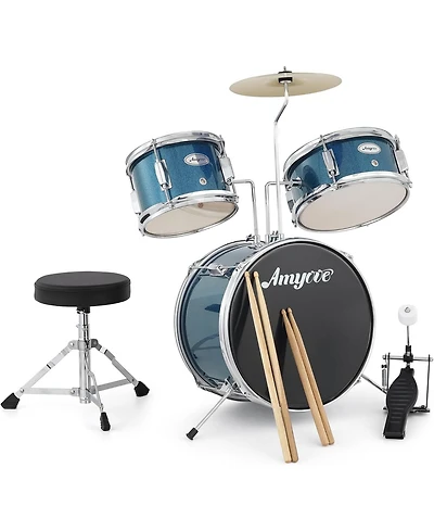 gaomon 3-Piece Kids Acoustic Drum Set - Wood Metal for Starter Drummers Music Learning