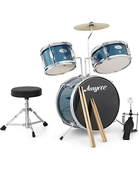 gaomon 3-Piece Kids Acoustic Drum Set - Wood Metal for Starter Drummers Music Learning