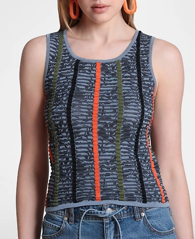 Avec Les Filles Women's Novel Stitch Stripe Tank Top