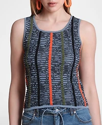 Avec Les Filles Women's Novel Stitch Stripe Tank Top