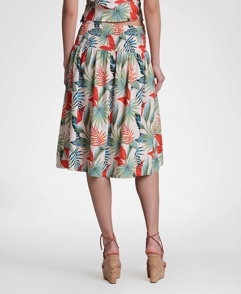Avec Les Filles Women's Linen-Blend Side Tie Midi Skirt