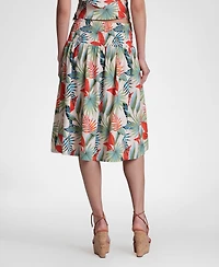 Avec Les Filles Women's Linen-Blend Side Tie Midi Skirt