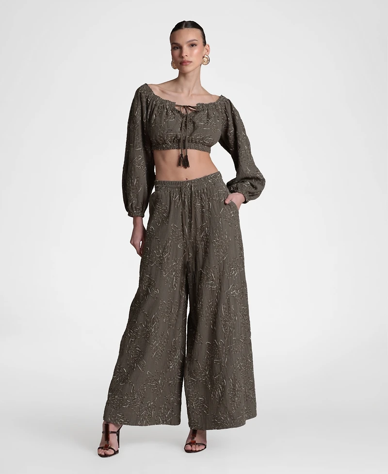 Avec Les Filles Women's Extreme Wide-Leg Palazzo Pants