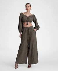 Avec Les Filles Women's Extreme Wide-Leg Palazzo Pants