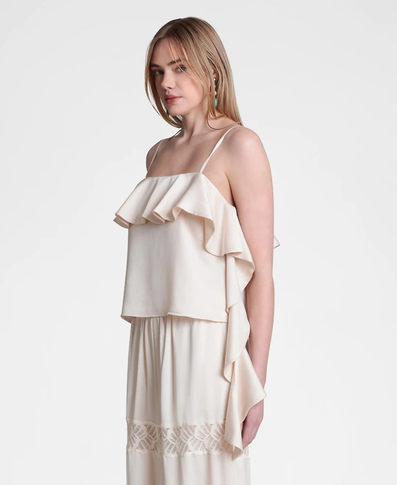 Avec Les Filles Women's Asymmetrical Ruffle Cami Top