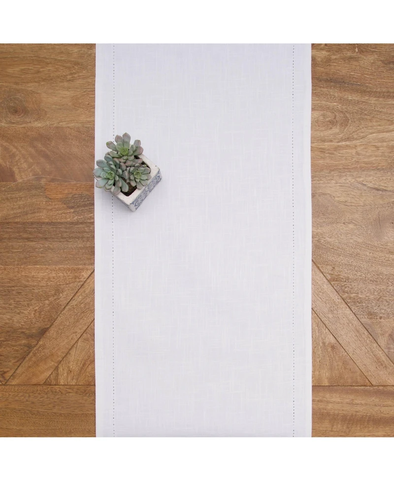 C&F Home Hemstitch Solid White Everyday Runner 72" x 14