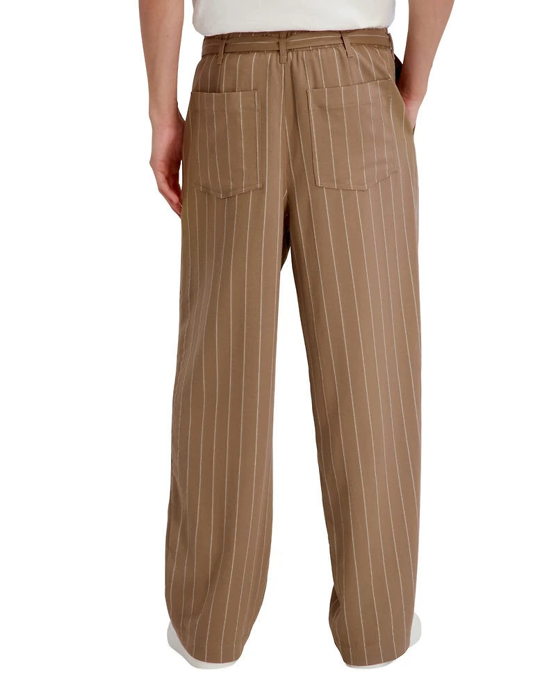 Karl Lagerfeld Paris Men's Stripe Regular-Fit Removable Belt Pants