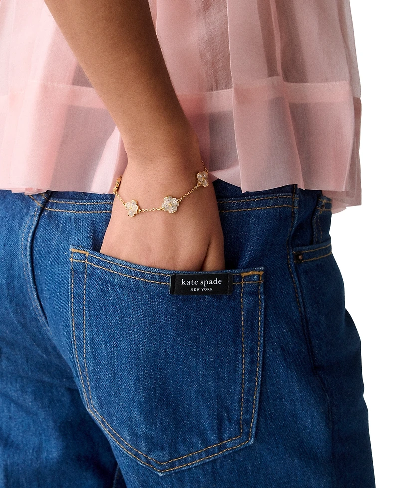 kate spade new york Gold-Tone Flower Pave Scatter Bracelet