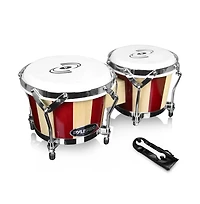 Pyle Hand-Crafted Wooden Bongos - Bongo Drums