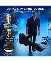 Yescom Electric Guitar Wood Case for Stratocaster Style with Folding Guitar Stand