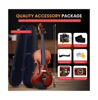Pyle Premium Solid Wood Full Size Violin Kit, 4/4 Violin Starter Package with Travel Case & Bow, Extra Strings, Digital Tuner