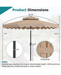 Gymax Patio Umbrella With Push Button Tilt and Crank 2-Tier Vented Top 8 Metal Ribs