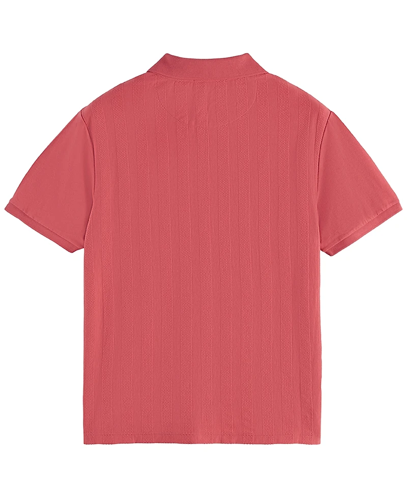 Scotch & Soda Men's Popcorn Textured Quarter-Zip Short-Sleeve Polo Shirt