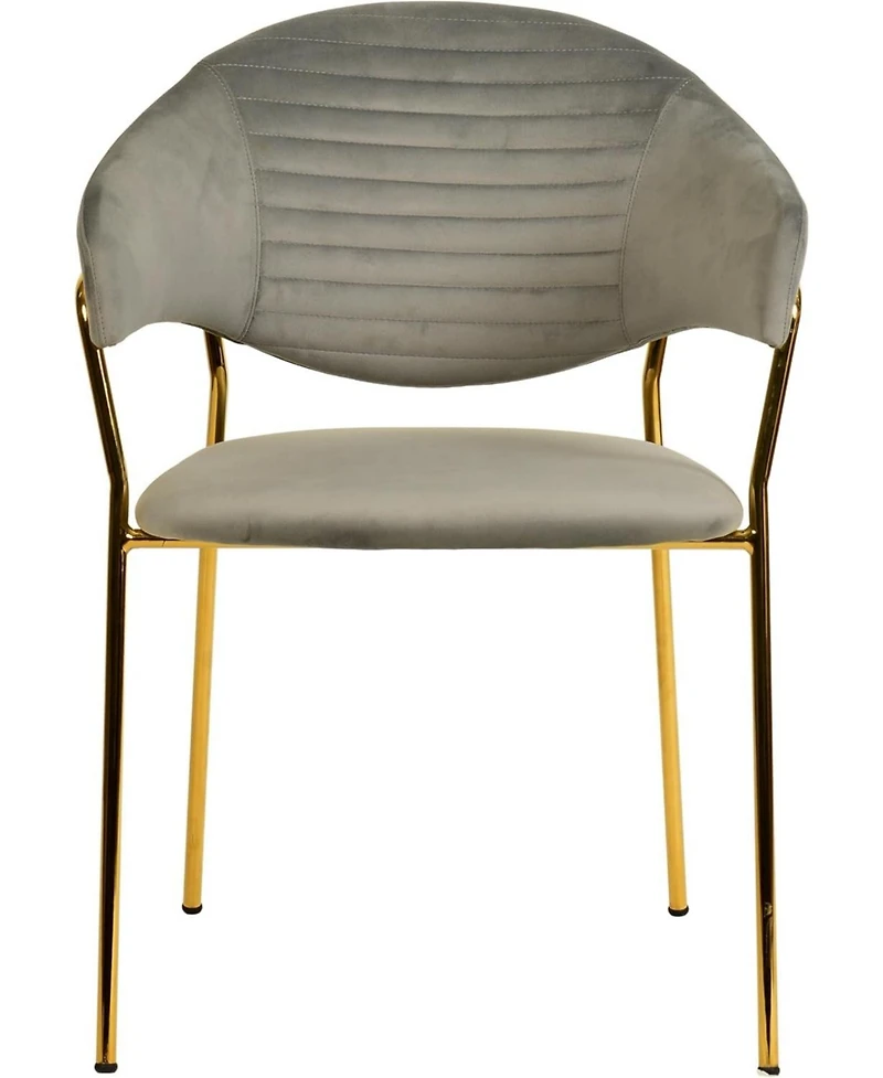 LeisureMod Bella Dining Chair With Arms Upholstered Leather/Velvet Accent Ergonomic Durable Stainless Steel Base for Modern Kitchen, Living Room