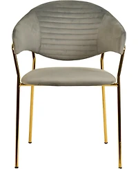 LeisureMod Bella Dining Chair With Arms Upholstered Leather/Velvet Accent Ergonomic Durable Stainless Steel Base for Modern Kitchen, Living Room