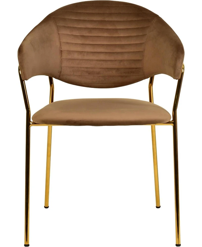 LeisureMod Bella Dining Chair With Arms Upholstered Leather/Velvet Accent Ergonomic Durable Stainless Steel Base for Modern Kitchen, Living Room