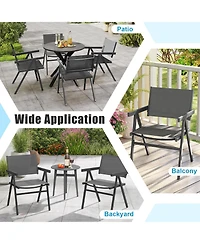Gymax Patio Chairs Set of 2 w/Breathable Fabric Seat and Tilt Backrest Comfy Armrest