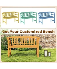 Gymax Outdoor Loveseat Bench Curved Armrests for Backyard Front Porch Deck