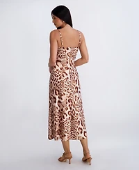Siena Women's Animal Print Satin Midi Dress