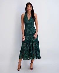 Siena Women's Heavy Lace Halter Tiered Dress