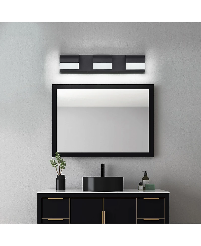 Busdays 3 Light Matt Black Led Contemporary Bathroom Vanity Light Fixture Over Mirror Dimmable Wall Light