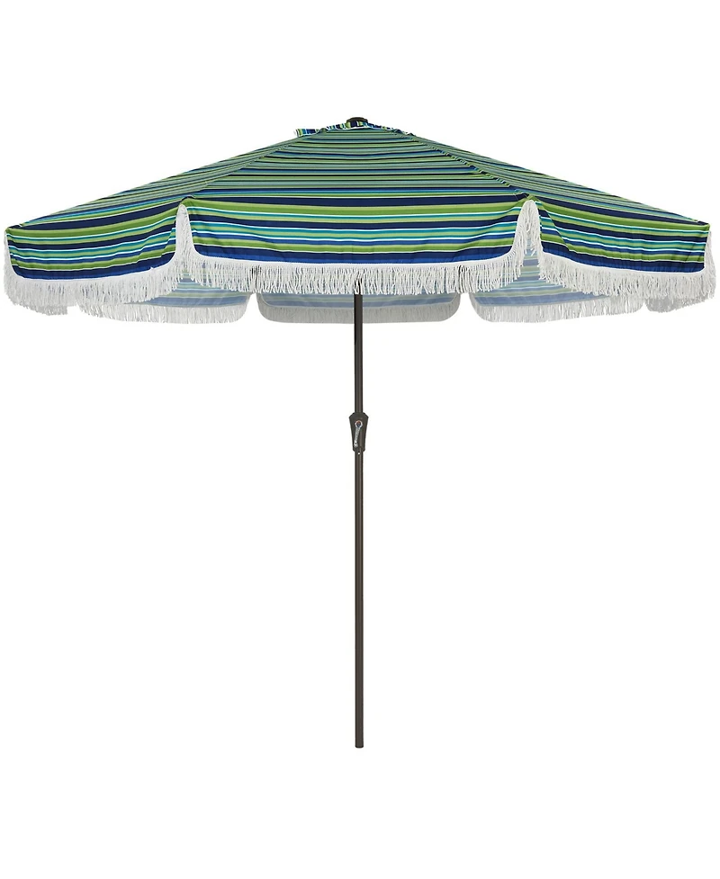 gaomon Patio Outdoor Table Umbrella with Retro Fringe with Crank Handle for Backyard, Pool, Camping