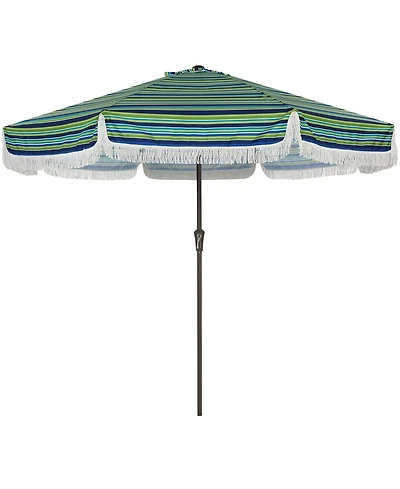 gaomon Patio Outdoor Table Umbrella with Retro Fringe with Crank Handle for Backyard, Pool, Camping