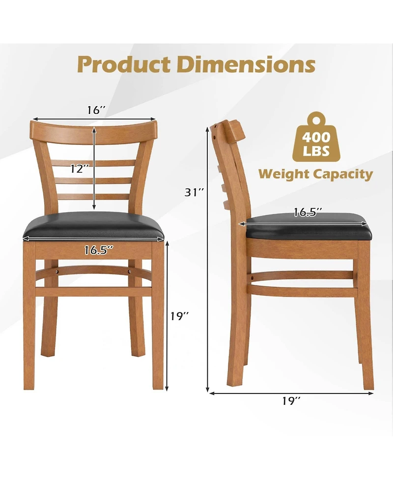 Gymax Modern Dining Chair Set of 4 Upholstered Kitchen Chair w/Rubber Wood Legs