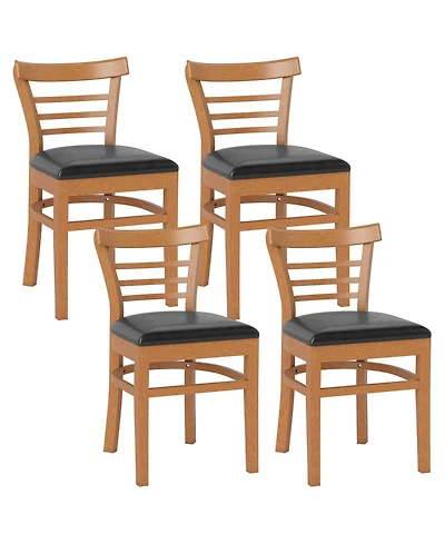 Gymax Modern Dining Chair Set of 4 Upholstered Kitchen Chair w/Rubber Wood Legs